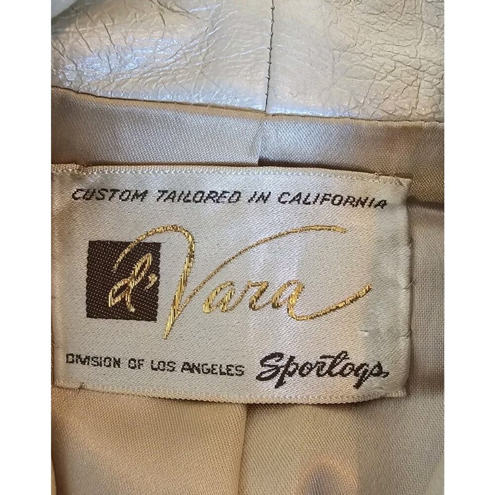 Vintage d’Vara Los Angeles Cropped Cream Leather Jacket Mink Fur Trim 1950s–60s - Picture 8 of 8